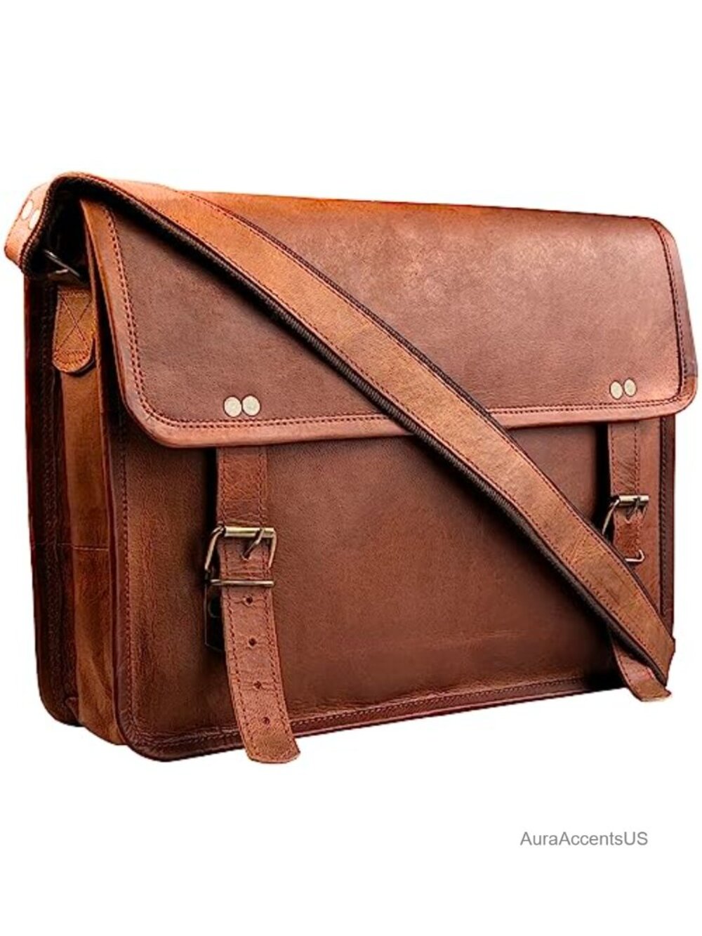 Full Grain Leather Messenger Bag Laptop Satchel Shoulder Bag